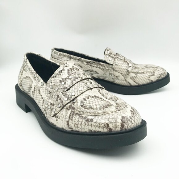 PORTLAND BOOT CO Studded Neutral Snake Print Chunky Lug Sole Loafers Shoes 8 - Picture 1 of 9